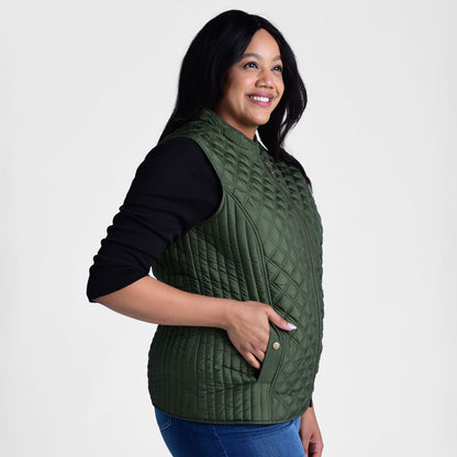 Mixed Quilting Zip Front Vest