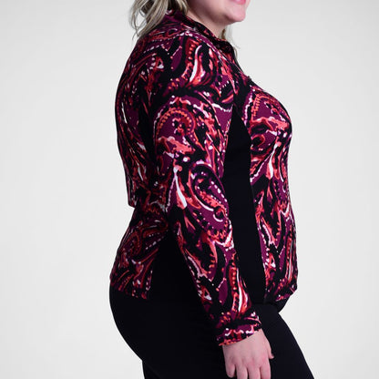 Relaxed Restyled Quarter Zip Mock Neck Top