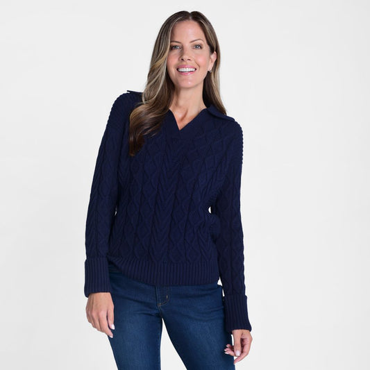 Cable Knit Collared Pullover