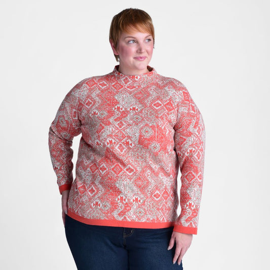 Jacquard Funnel Neck Pullover