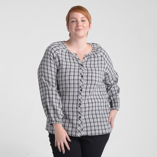 Lightweight Plaid Long Sleeve Blouse