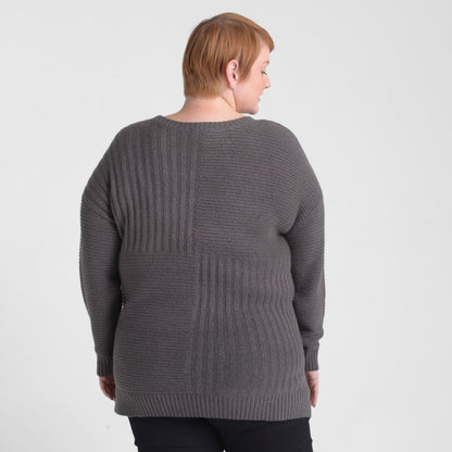 Blocked Rib Side Slit Tunic Sweater
