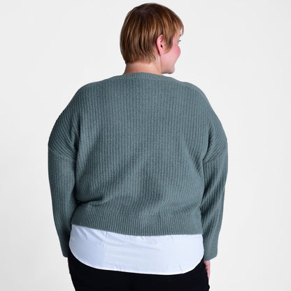 Ribbed Crew Neck Two Fer