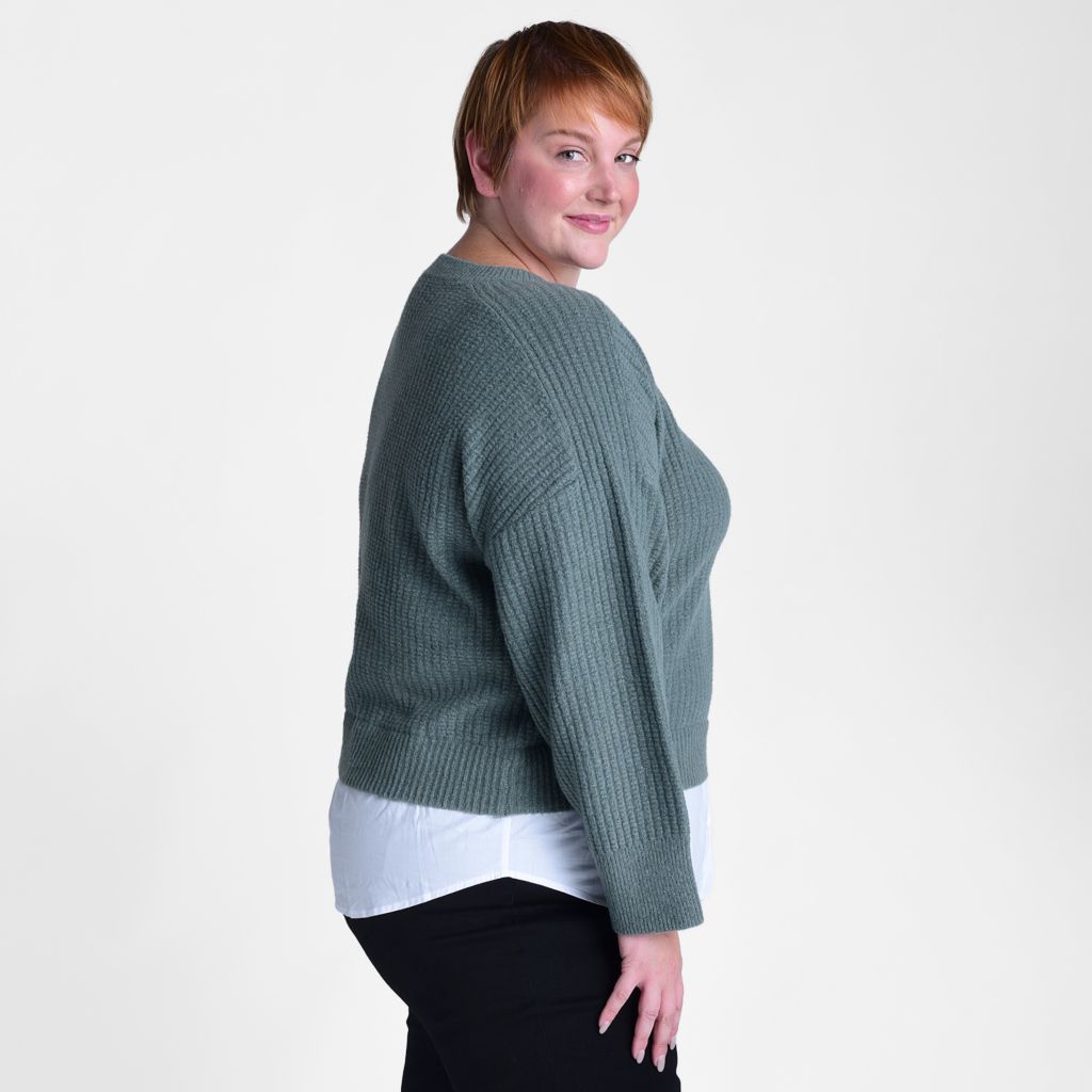 Ribbed Crew Neck Two Fer