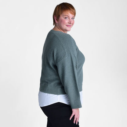 Ribbed Crew Neck Two Fer