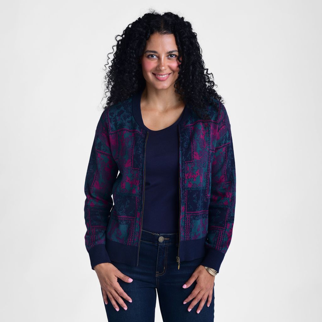 Patchwork Zip Front Sweater