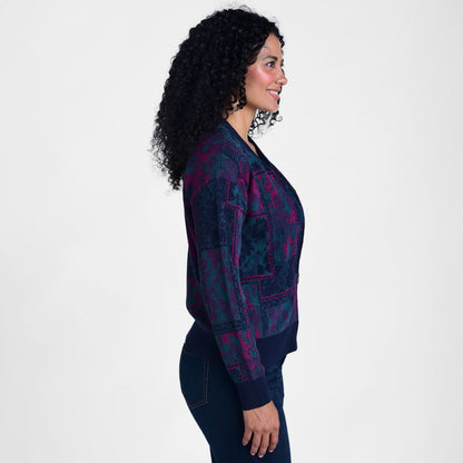 Patchwork Zip Front Sweater