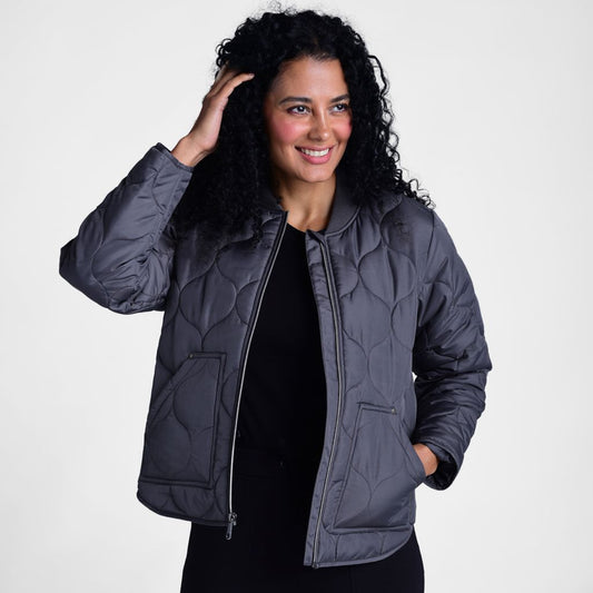 Relaxed Restyled Ornament Quilted Zip Front Jacket