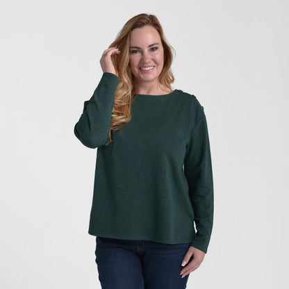 Button Shoulder Long Sleeve Tee
