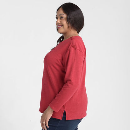 Button Shoulder Long Sleeve Tee