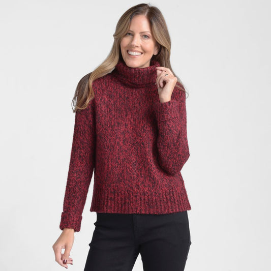 Marled Yarn Turtleneck Sweater