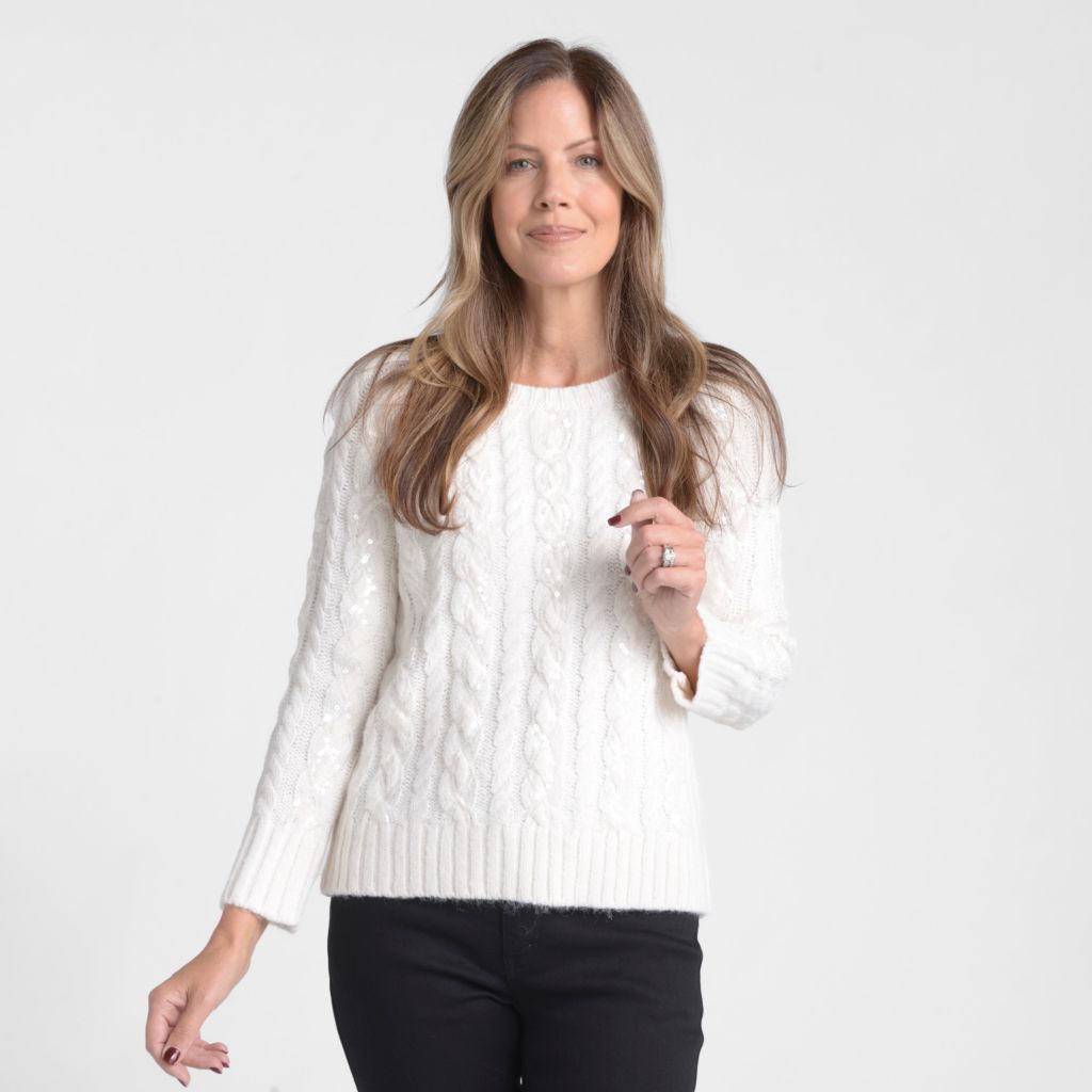 Sequin Cable Knit Sweater