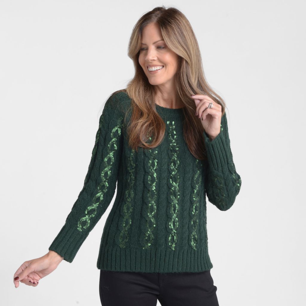 Sequin Cable Knit Sweater