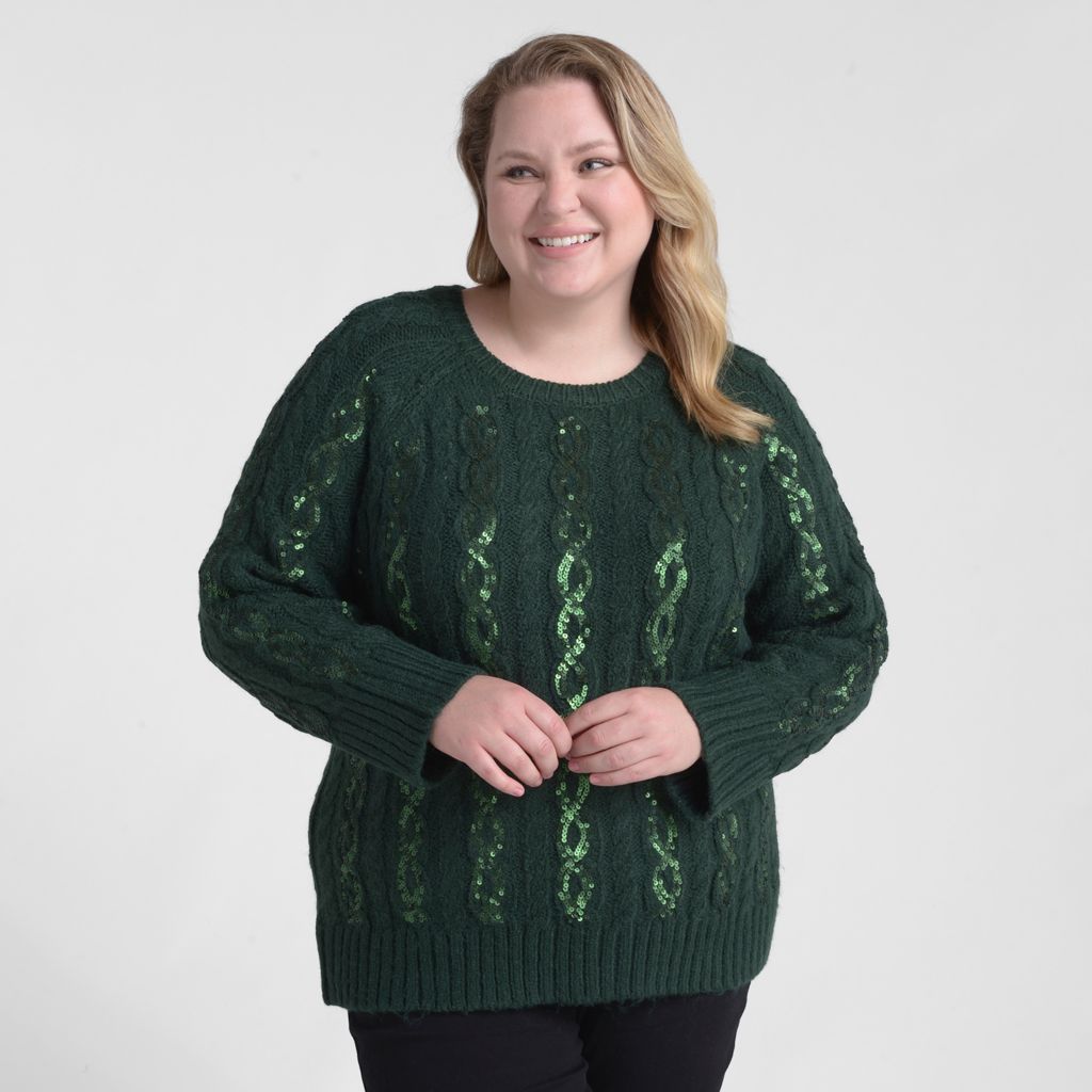 Sequin Cable Knit Sweater