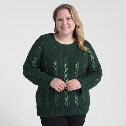 Sequin Cable Knit Sweater