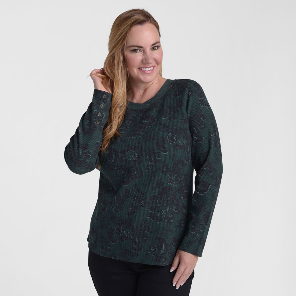 Floral Print Long Sleeve Thermal Tee