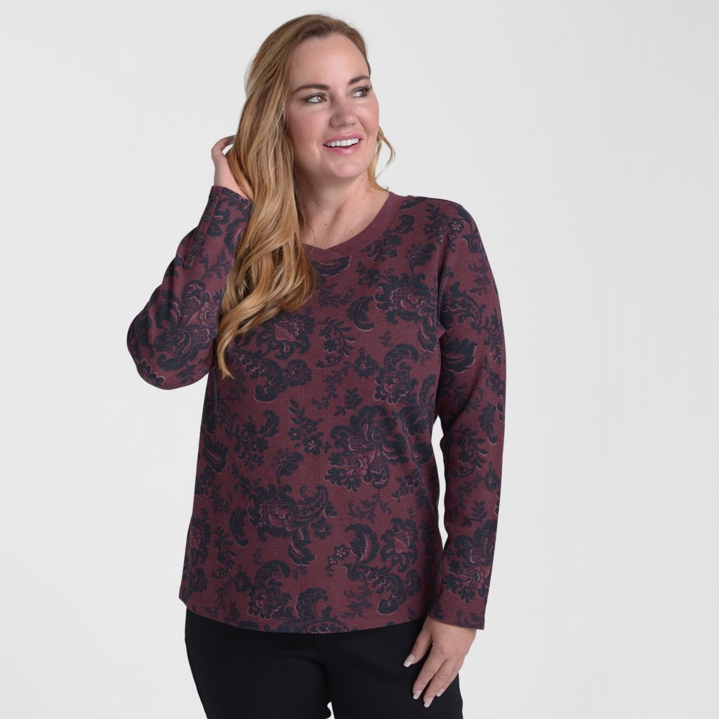 Floral Print Long Sleeve Thermal Tee