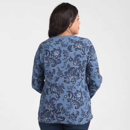 Floral Print Long Sleeve Thermal Tee