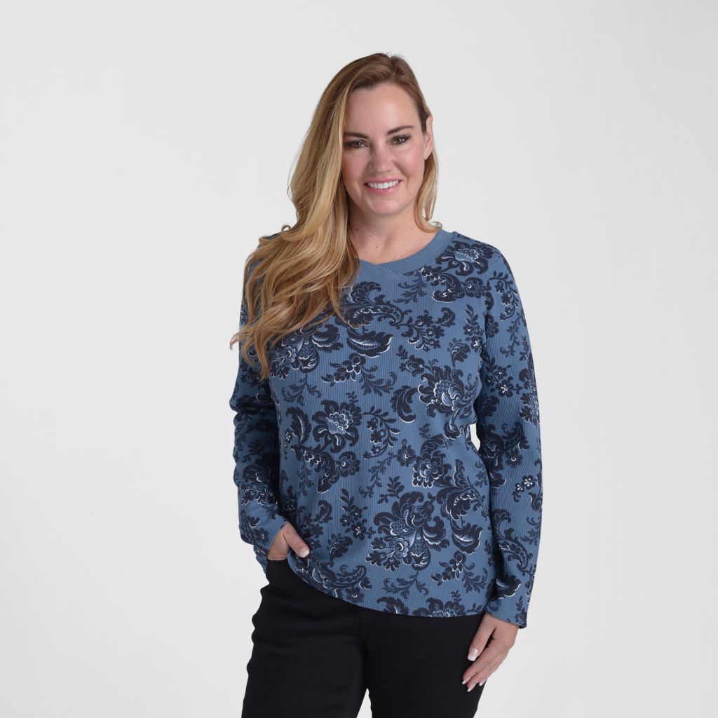 Floral Print Long Sleeve Thermal Tee