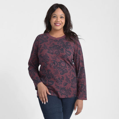 Floral Print Long Sleeve Thermal Tee