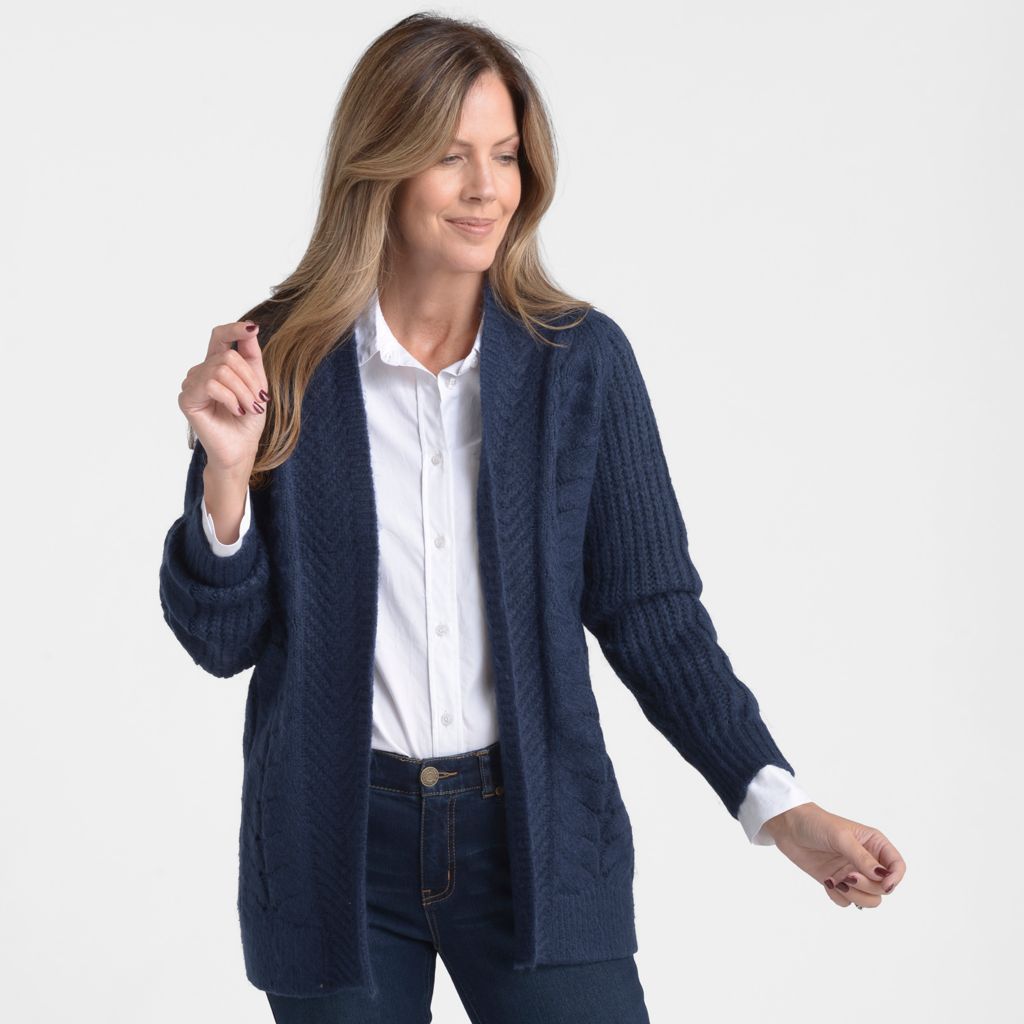 Cable Stitch Open Front Cardigan