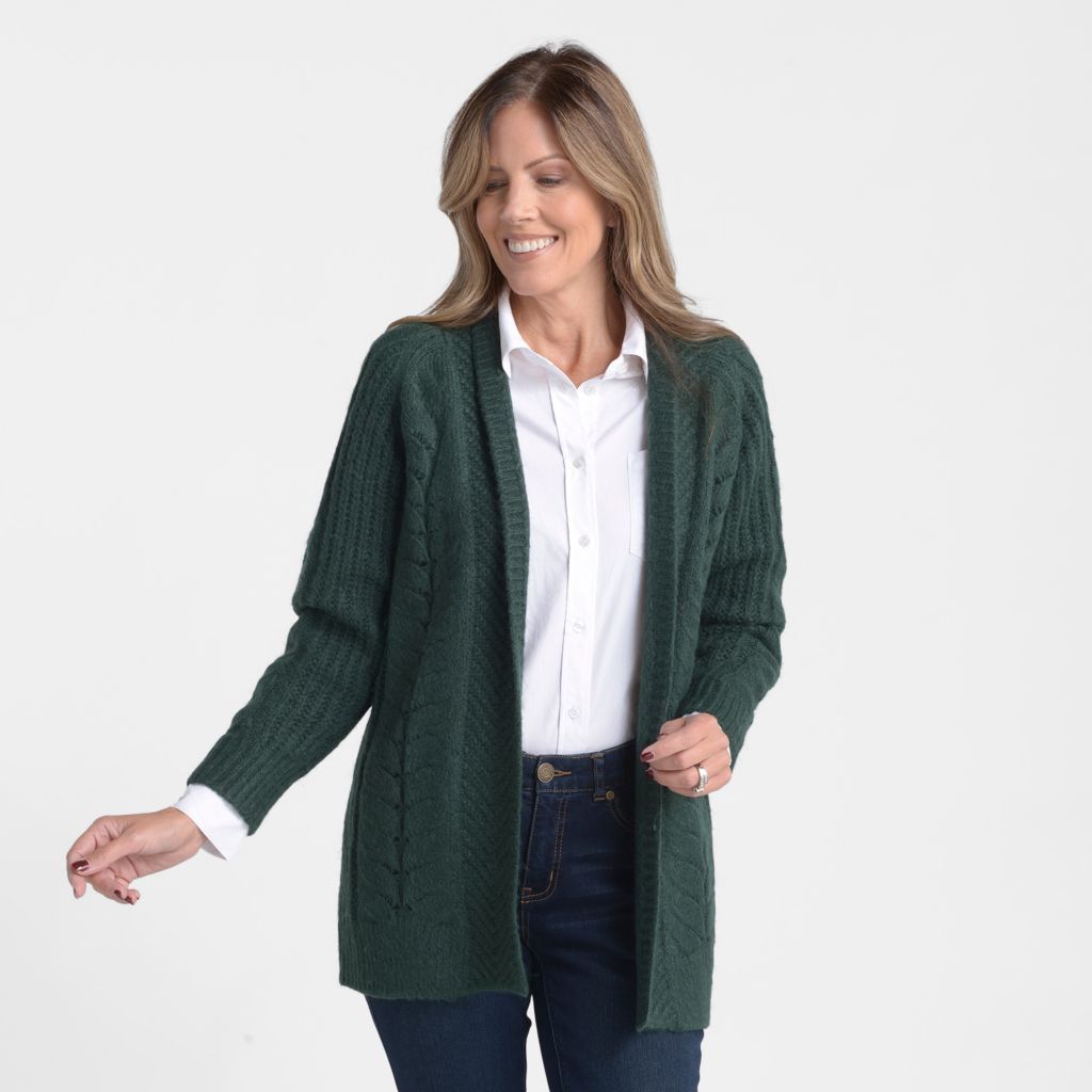 Cable Stitch Open Front Cardigan