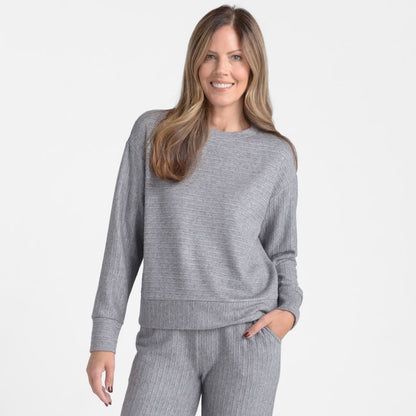Relaxed Restyled Heathered Rib Knit Top