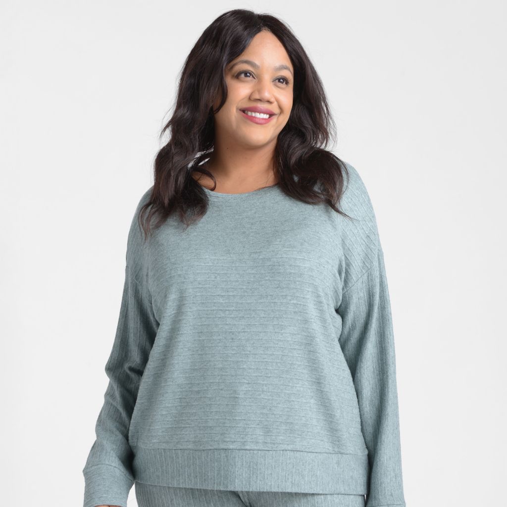 Relaxed Restyled Heathered Rib Knit Top