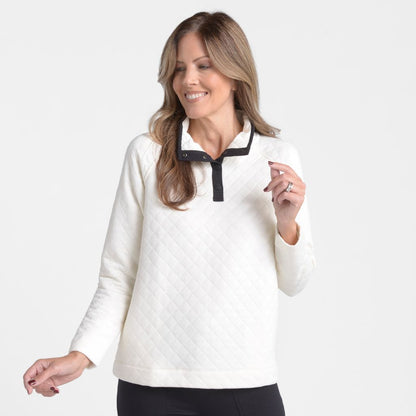Relaxed Restyled Quilted Mock Neck Top