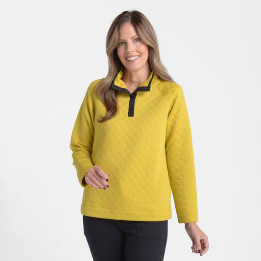 Relaxed Restyled Quilted Mock Neck Top