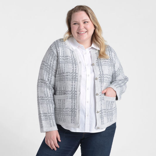Plaid Cropped Cardigan