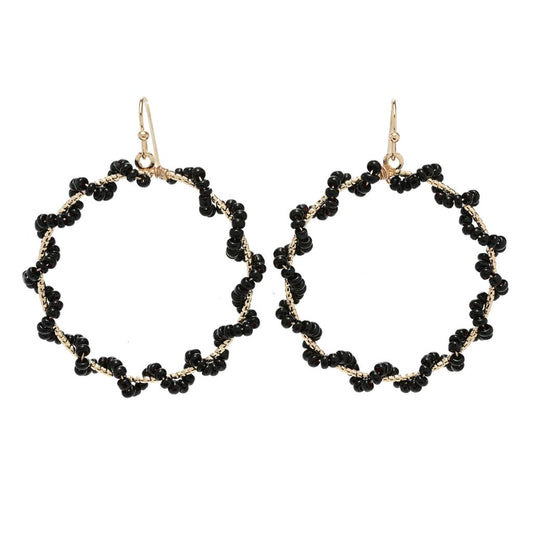 Beaded Textured Hoop Earring