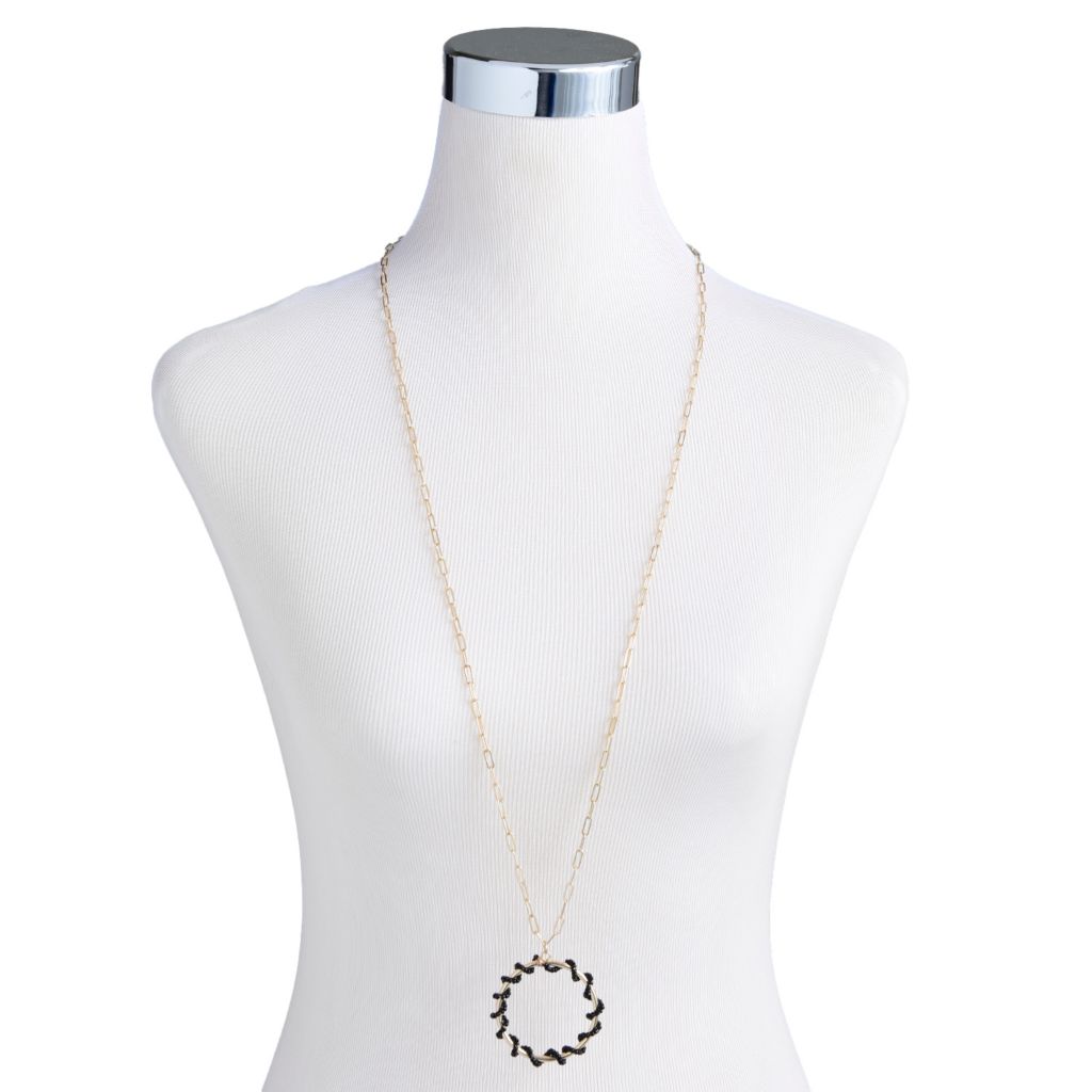 Beaded Textured Hoop Necklace