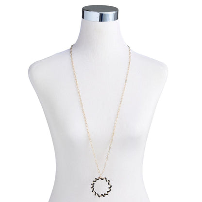 Beaded Textured Hoop Necklace