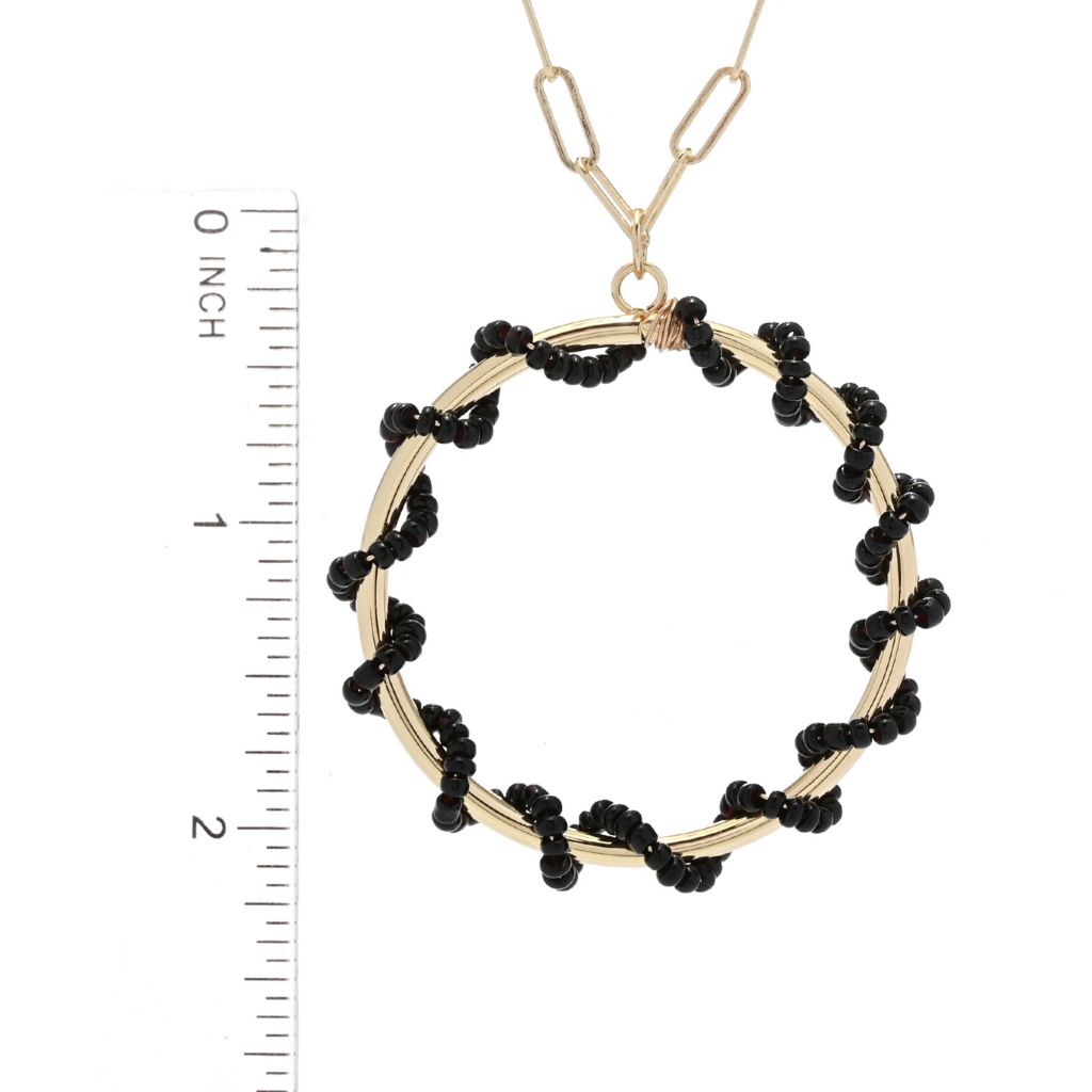 Beaded Textured Hoop Necklace