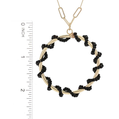 Beaded Textured Hoop Necklace