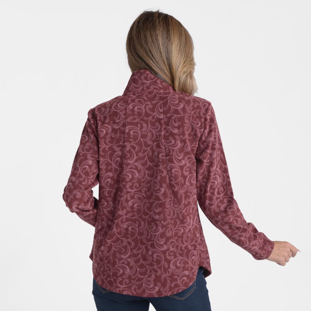 Relaxed Restyled Swirl Printed Brushed Fleece Top