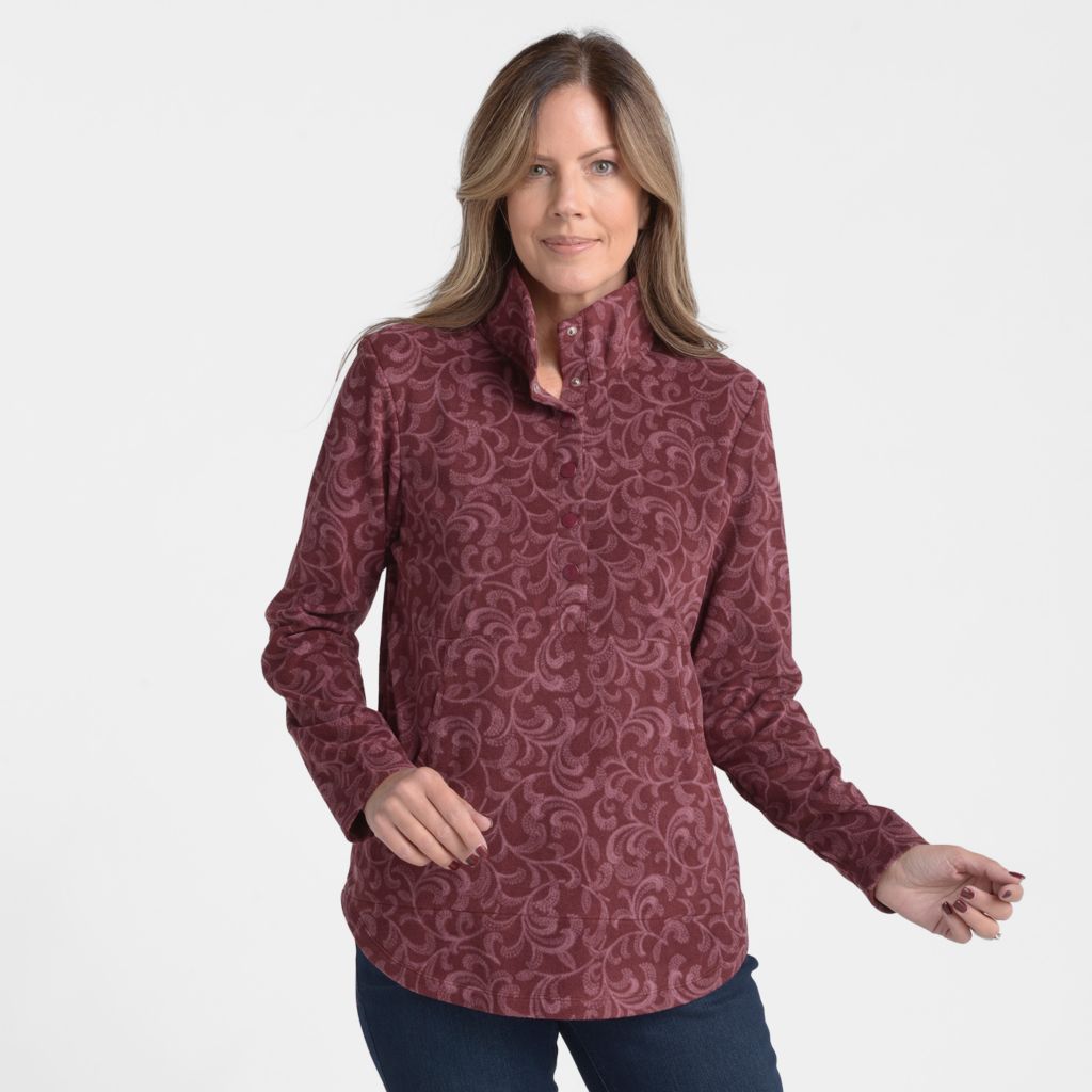 Relaxed Restyled Swirl Printed Brushed Fleece Top