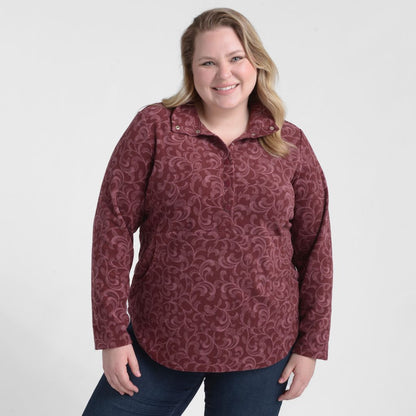 Relaxed Restyled Swirl Printed Brushed Fleece Top