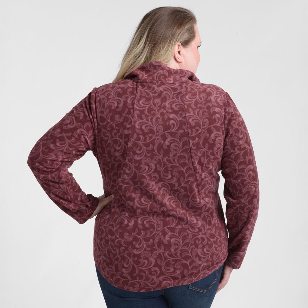 Relaxed Restyled Swirl Printed Brushed Fleece Top