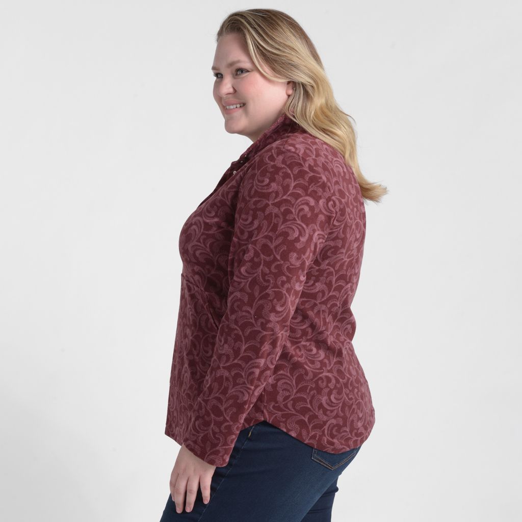 Relaxed Restyled Swirl Printed Brushed Fleece Top