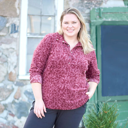 Relaxed Restyled Swirl Printed Brushed Fleece Top