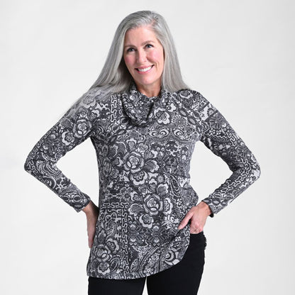 Printed Cowl Neck Tunic