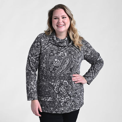 Printed Cowl Neck Tunic
