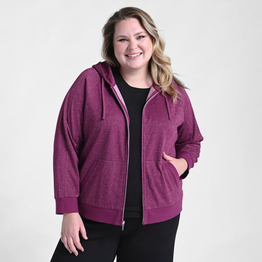 Relaxed Restyled Sparkly Zip Up Hoodie