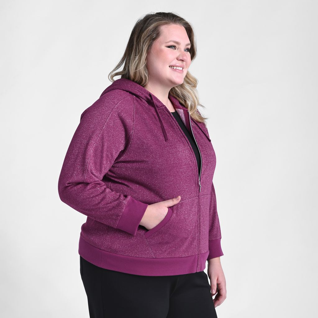 Relaxed Restyled Sparkly Zip Up Hoodie