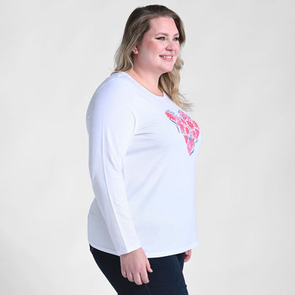 Floral Heart Print Long Sleeve Tee