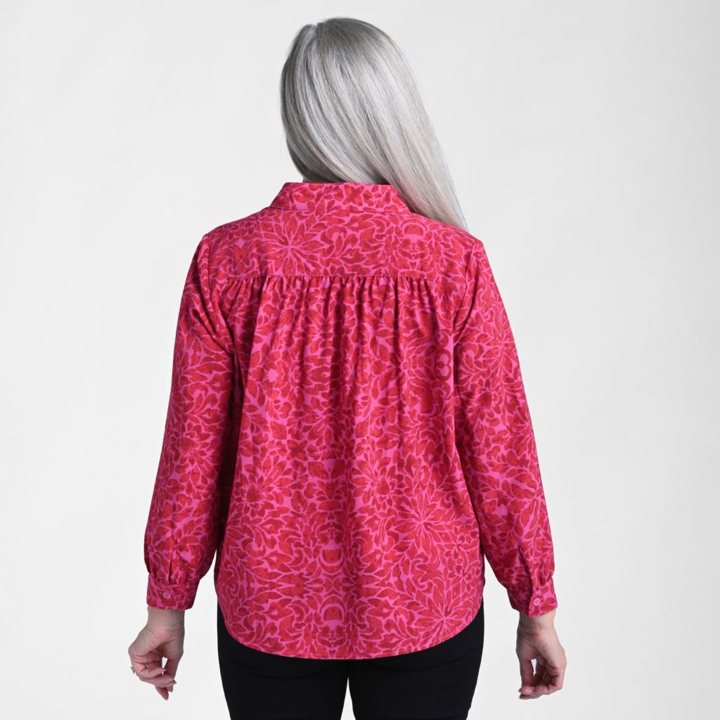 Mandarin Collar Long Sleeve Blouse