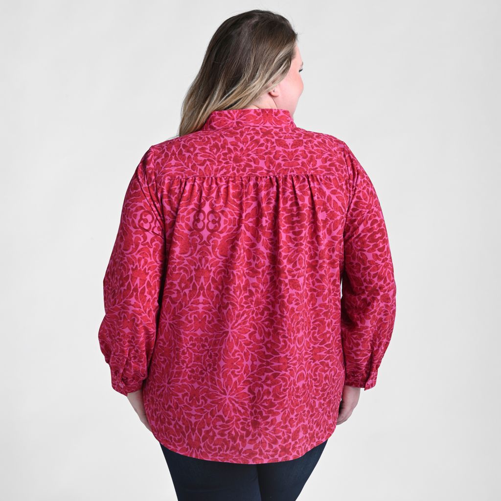 Mandarin Collar Long Sleeve Blouse