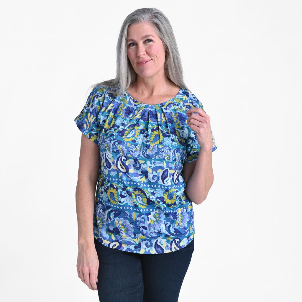 Paisley Stripe Print Short Sleeve Tee